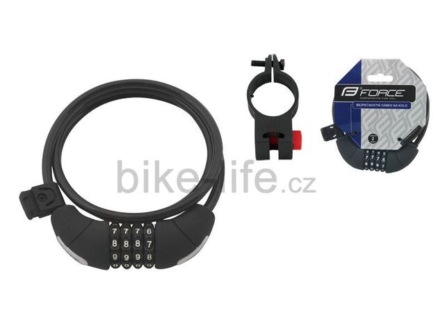 zámek spir.120cm/8mm4kód+držák