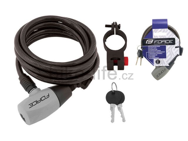 zámek spirál. 120cm/8mm +držák